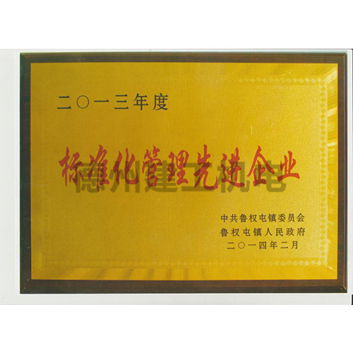 標(biāo)準(zhǔn)化管理先進(jìn)企業(yè)
